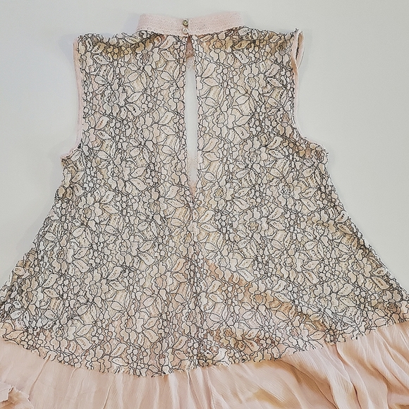 🌸 Free People Tell Tale Heart Lace Pink Black Tunic Dress, XS - Picture 6 of 8